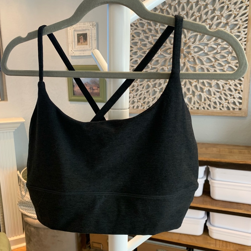 Vuori Long Line Elevation Bra in Black Heather - Size L